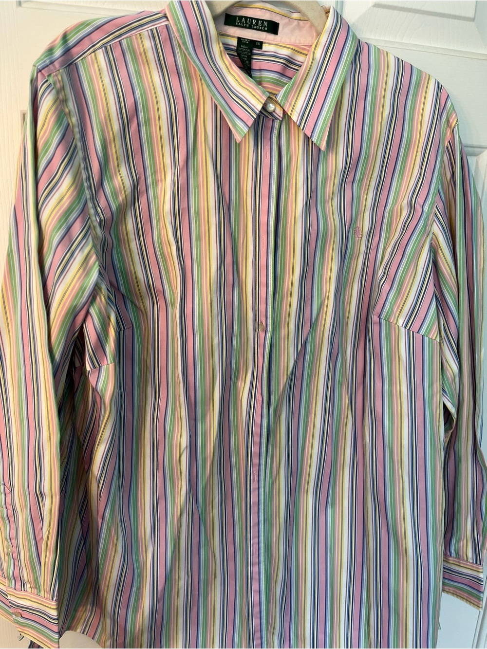 Lauren Ralph Lauren Multi-Color Striped Button-Down Long Sleeve Shirt 2X